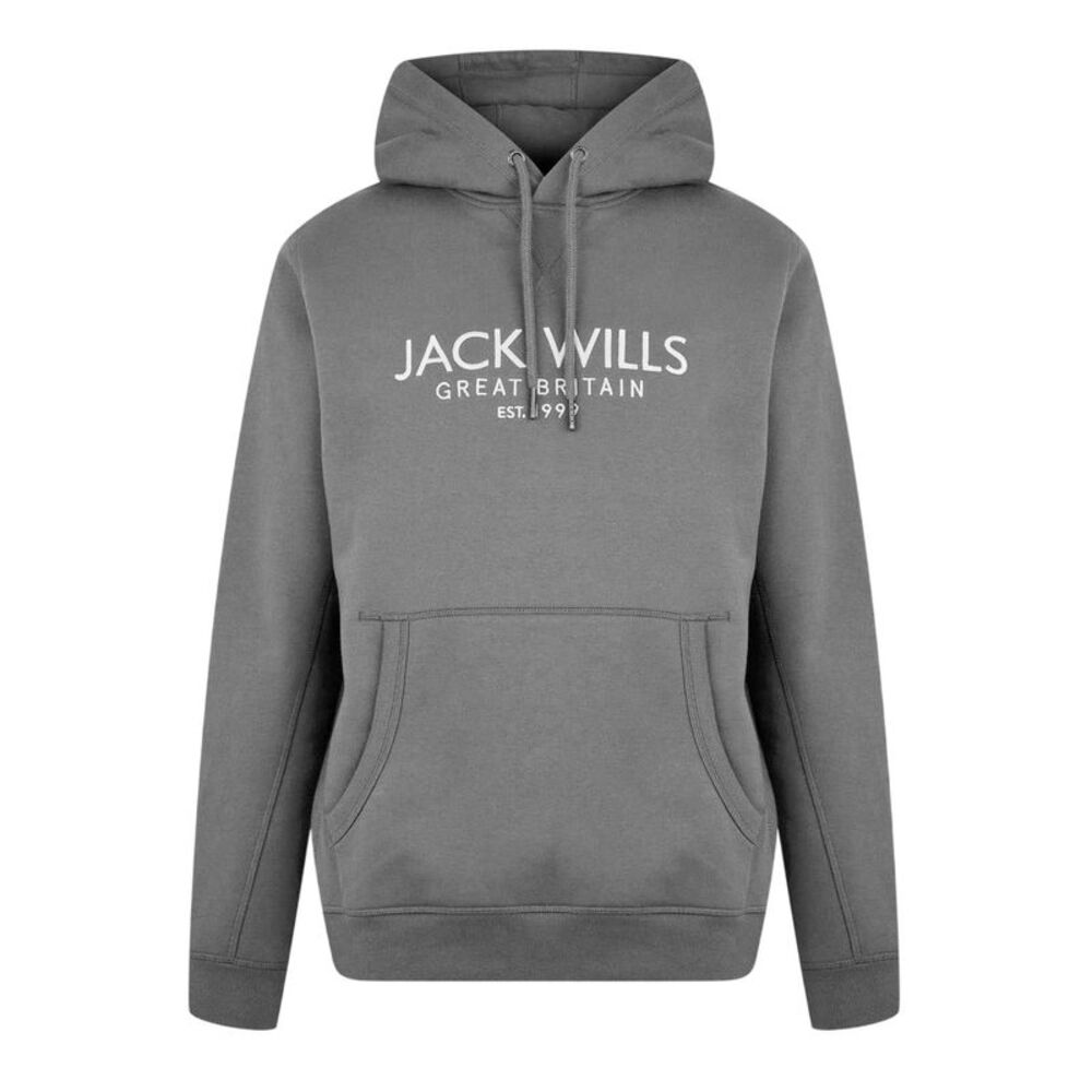 Jack Wills Mens Batsford Logo Hoodie / Slate